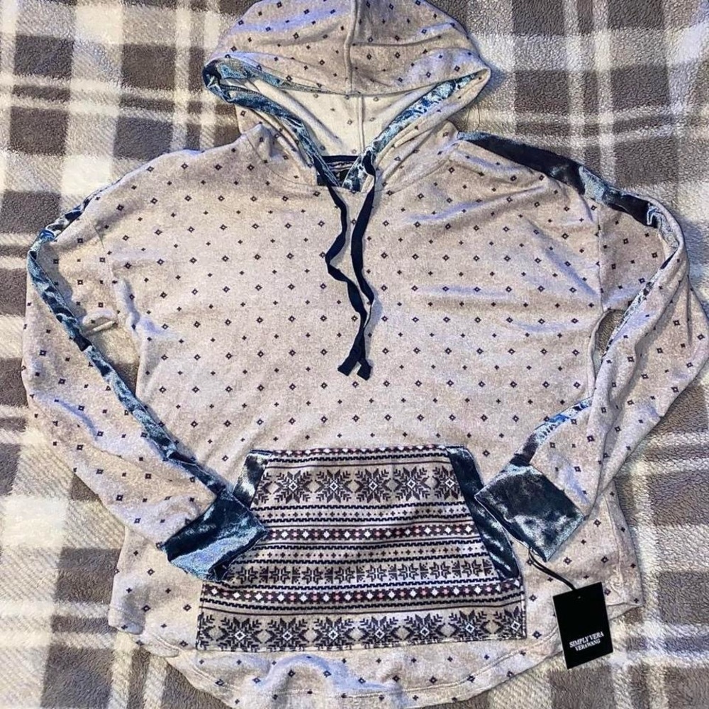 Simply Vera Vera Wang Women’s Patterned Hoodie Gray
